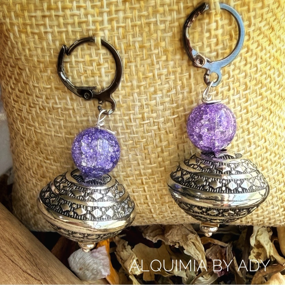 Big Statement Silver Textured Bubbles And Purple … - image 1